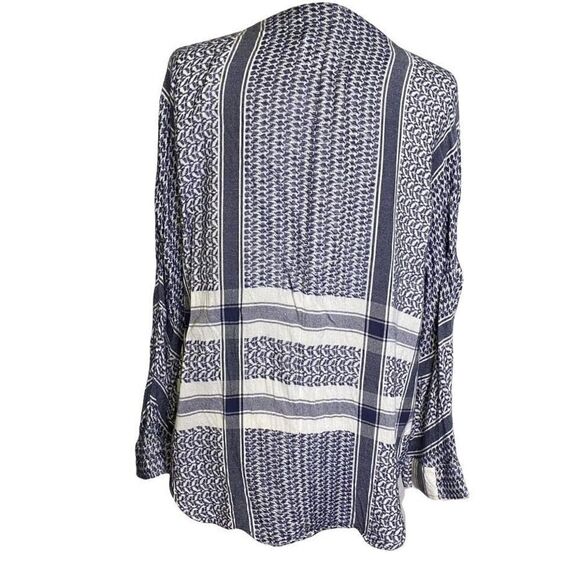 Rails Top Peasant Blouse BlueWhite Long Sleeve Tie Front Knit Size M - Picture 3 of 12